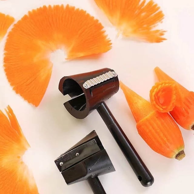Vegetable Curler & Flower Cutter - Stainless Steel Rotary Funnel Planer for Carrots, Cucumbers, Zucchini | Garnishing & Decorating Kitchen Gadget