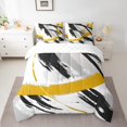 thumbnail image 2 of YST Gradient Abstract 7-Piece Comforter Set, King Size, Modern Art Inspired Bedding, Black Grey Yellow, 2 of 4