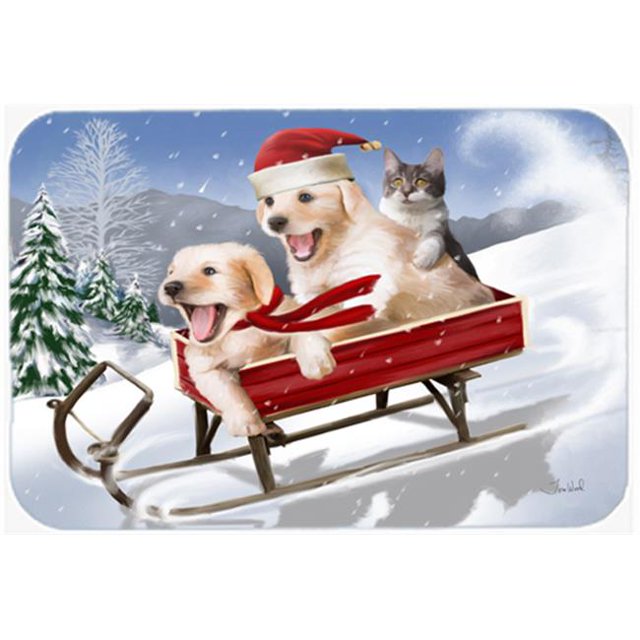 Carolines Treasures PTW2015CMT Dogs And Kitten In Sled Need For Speed Kitchen & Bath Mat, 20 x 30