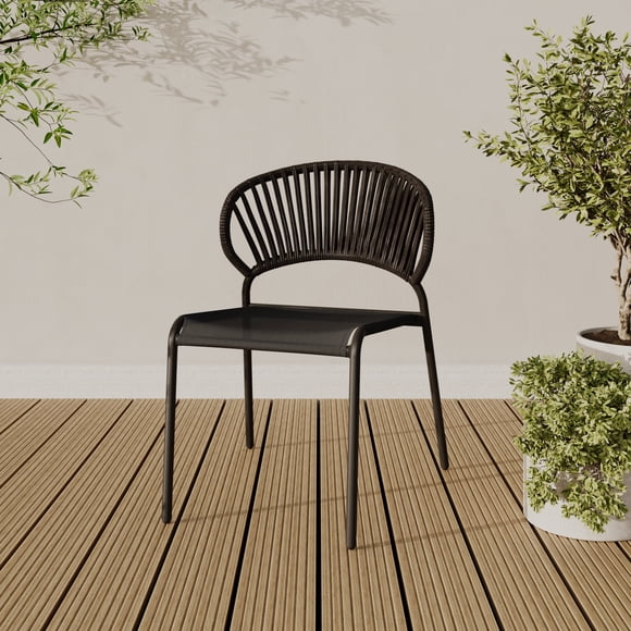 Chaise empilable extérieure en acier Elora HOMETRENDS, noir