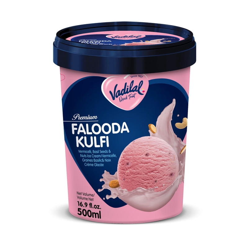 Vadial Premium Falooda Kulfi 500ml, Vadial Premium Falooda Kulfi 500 ml offers falooda inspired flavors in rich creamy kulfi style ice cream for sharing.