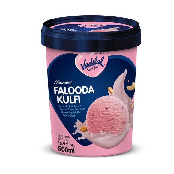 Vadial Premium Falooda Kulfi 500ml, Vadial Premium Falooda Kulfi 500 ml offers falooda inspired flavors in rich creamy kulfi style ice cream for sharing.