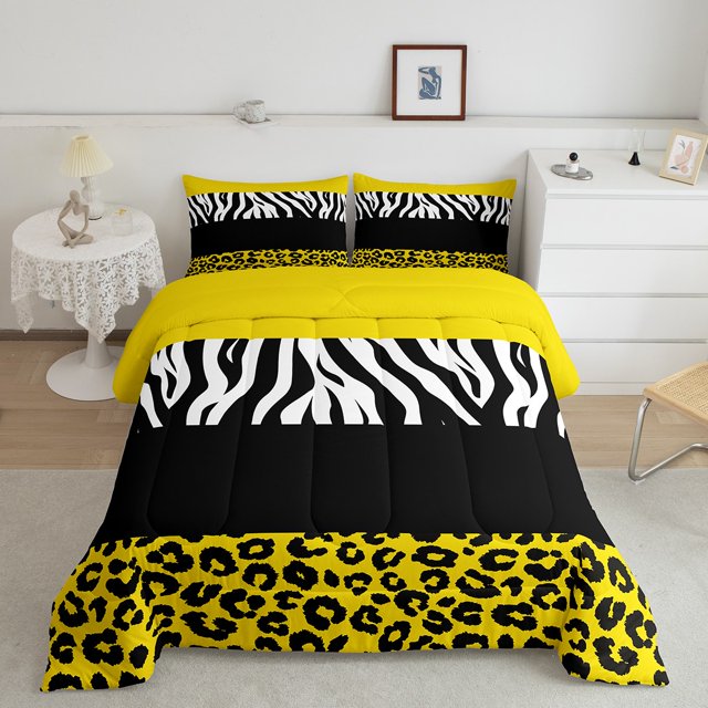 Erosebridal Cheetah Print Bedding Toddler Comforter Set for Kids, Rustic Animals Down Comforter, Zebra Room Decor, Reversible