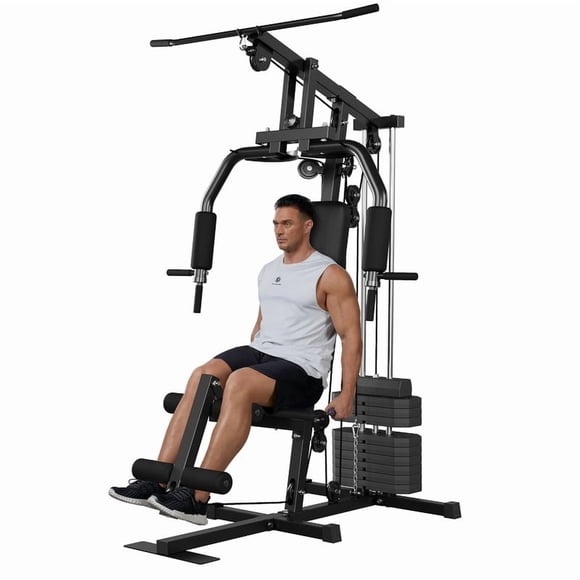 Home Gym Equipment Machine, Full Body Workout Machine with 100LBS Weight Stack, All in One Multifunctional Exercise Station for Home Fitness and Strength Training