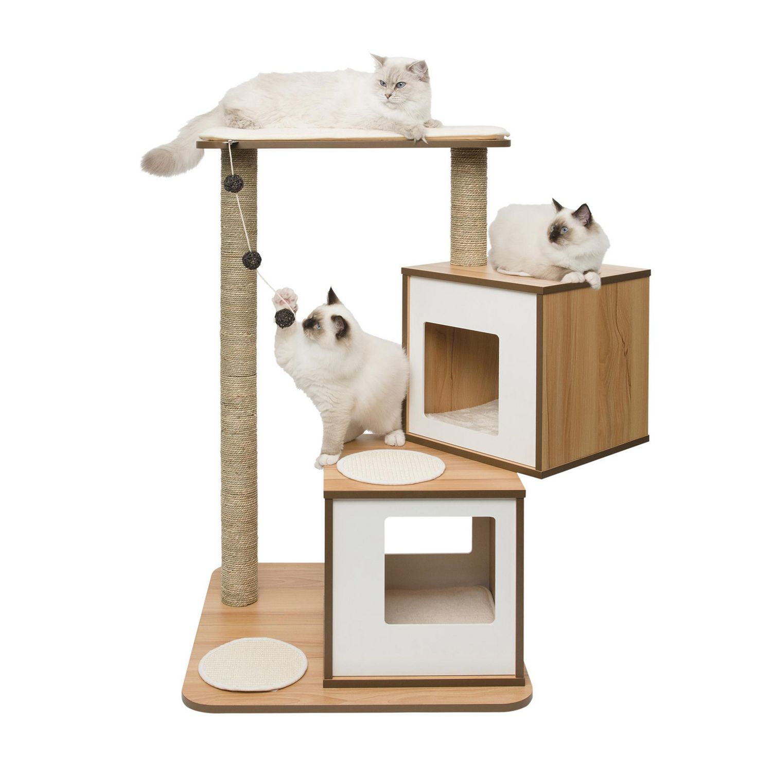 Catit Vesper V-Double Cat Furniture, Walnut