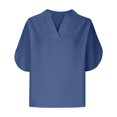 thumbnail image 1 of AherBiu Hauts pour Femmes Robe Décontractée Col en V Manches Courtes Été Couleur Unie Coupe Ample Blouse Confortable Hauts, 1 of 5