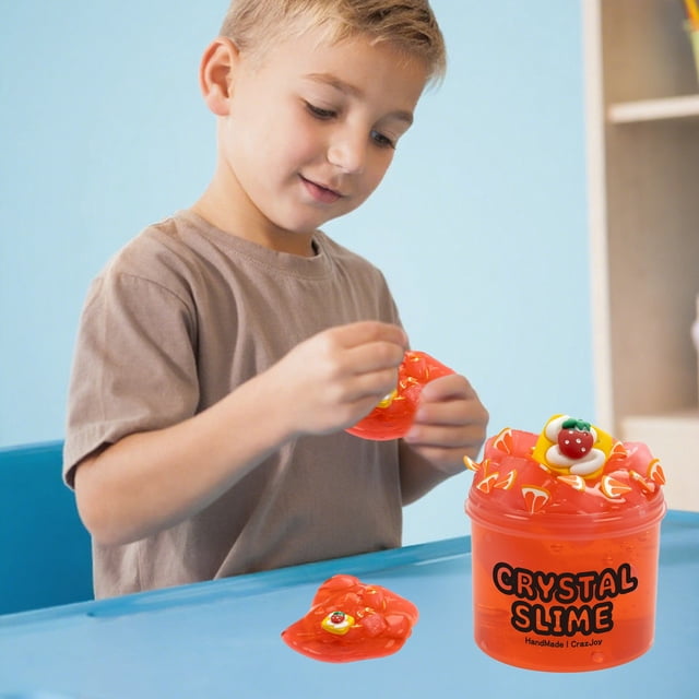 Cagogo SlimeToy, Boue Cristalline aux Fruits 70 ml pour Jeu Sensoriel Anti-Stress, Argiles Rouges pour Enfants et Adultes, Slime Artisanal Creative pour Artisanat Décoration de Relaxation