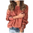 thumbnail image 1 of Baberdicy Tricot pour Femmes Manches Longues Couleur Unie Chandail Décontracté Col Rond Ample Chandail-Over Automne Hiver Tricot Manteau pour Femmes Rouge, 1 of 5