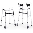 thumbnail image 3 of Costway Cadre de Marche Pliant en Alliage d'Aluminium avec Roues, Déambulateur Réglable avec Accoudoirs, 3 of 10