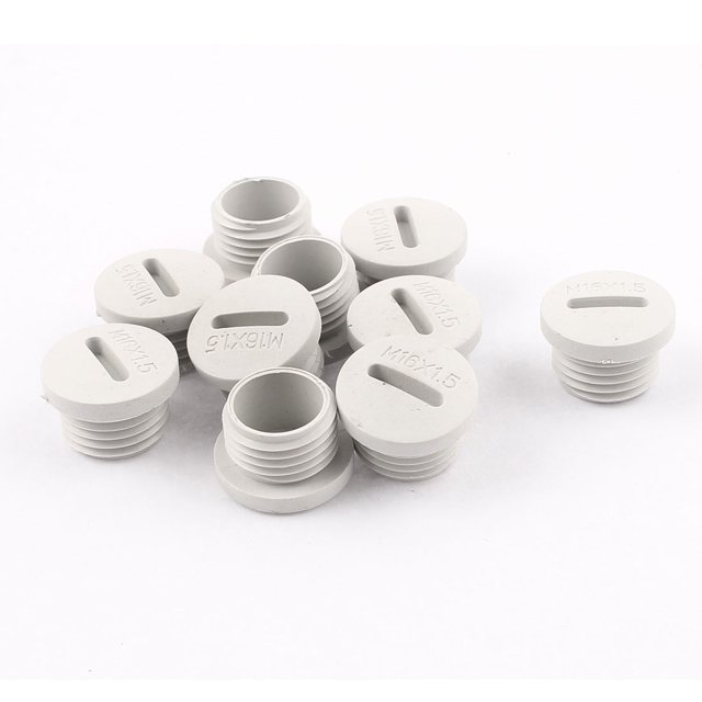 Unique Bargains 10pcs Grey Nylon Round Head Blanking Cap End Threaded M16 x 8mm