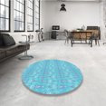 thumbnail image 4 of Ahgly Company Tapis d'Intérieur Ronds Transitionnels Bleus Lavables à la Machine, 7 Pieds Rond, 4 of 7
