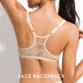 thumbnail image 4 of YANDW Push Up Front Closure Plunge Bras for Women Thick Padded Lace Racerback Underwire Bra, Beige 40A, 4 of 5