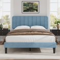 thumbnail image 2 of VECELO Full Size Upholstered Beds, Modern Platform Bed Frame with Adjustable Headboard, Wooden Slats Support/No Box Spring Needed, Light Blue, 2 of 8