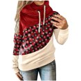 thumbnail image 1 of Pompotops Sweatshirts à Capuche pour Femmes, Col Bénitier, Manches Longues, Imprimé de Noël, avec Cordon de Serrage, 1 of 5