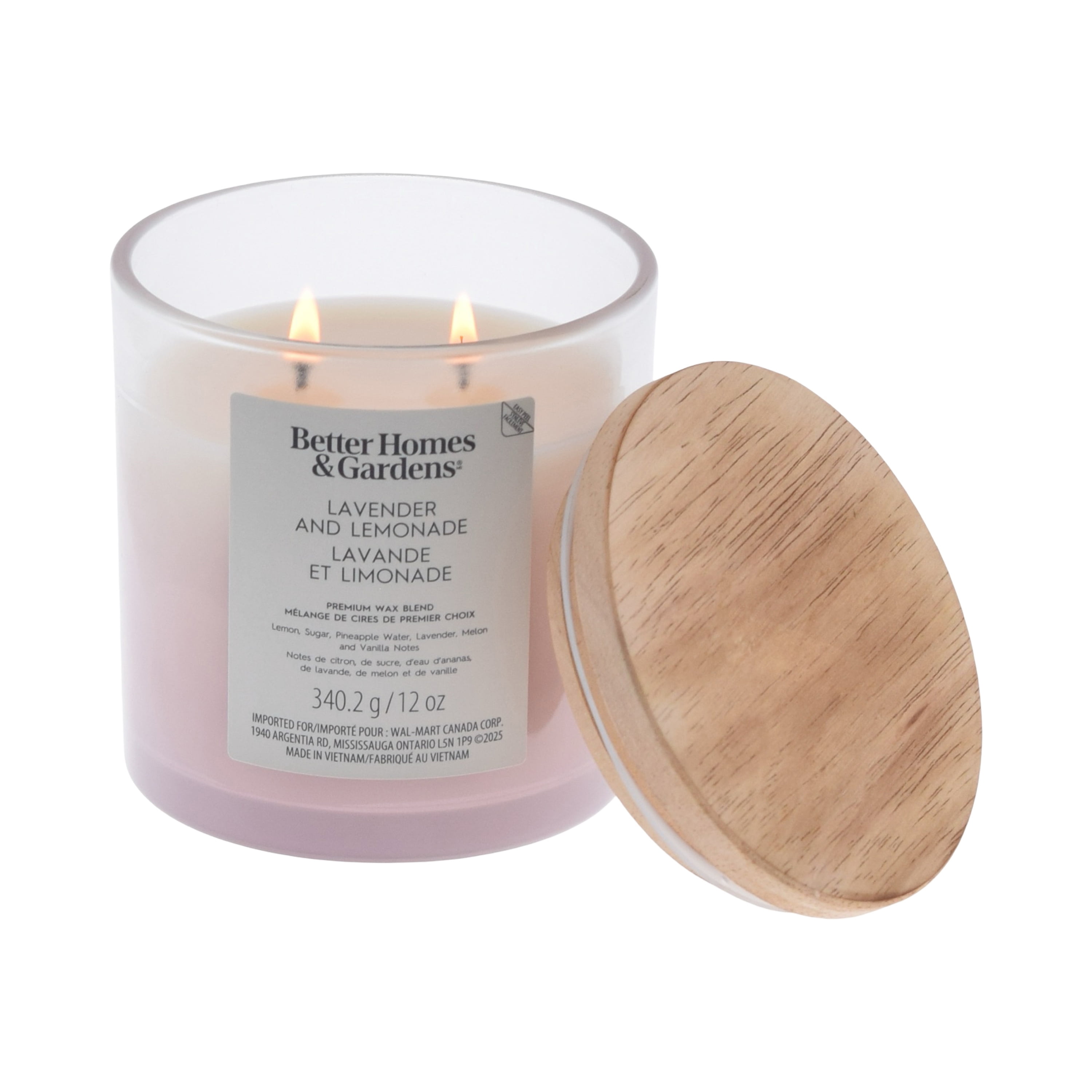 Bougie parfumée en pot ombré à 2 mèches à la cire de paraffine 12 oz Better Homes & Gardens, Lavande et limonade