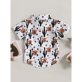 thumbnail image 3 of Opperiaya Chemise pour Garçon, Manches Courtes, Col à Revers, Imprimé Taureau, Fête de Rue, Haut Décontracté Ample pour le Printemps et l'Été 6 m-4 A, 3 of 8