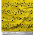 thumbnail image 1 of Soimoi Yellow Rayon Crepe Fabric Notes Musical Instrument Print Fabric by the Yard 46 Inch Wide, 1 of 5