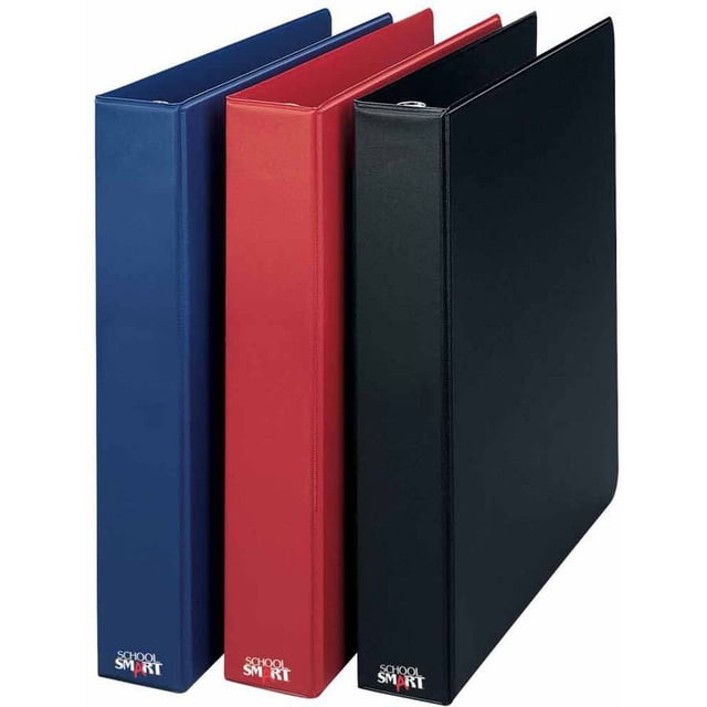 School Smart Polypropylene Round Ring Binder, 3 in, Black