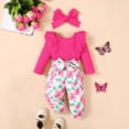 thumbnail image 4 of Yuyuzo Baby Girl Clothes Infant Newborn Ruffle Outfit 2 Piece Fall Winter Spring Ribbed Knit Tops Pants Set Cute Headband, 4 of 6