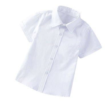 Zwiiyzr 2025 Toddler Kids Boys Short Sleeve Dress Shirt Gentleman's School Uniform Shirt Fashion Short Sleeve Solid Colour Shirt Beige