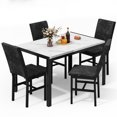 thumbnail image 4 of Stmoze 5 Piece Dining Table Set, Modern Faux Marble Tabletop and 4 Velvet Upholstered Chairs, Rectangle Kitchen Table and Chairs for 4 Persons, Small Dining Set for Bar Dining Room Breakfast, White, 4 of 7