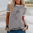 thumbnail image 1 of Drppepioner Grande Taille Femme Mode Décontractée Imprimé Col Rond Ample Manches Courtes T-Shirt Haut Blouse Chandail Gris, 1 of 4