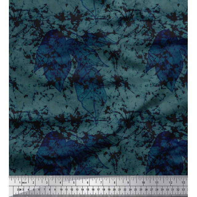 Soimoi Viscose Chiffon Fabric Leaves & Texture Print Sewing Fabric Yard 42 Inch Wide