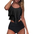 thumbnail image 1 of UPPADA Womens Two Piece Athletic Tankini Swimsuits Ruffle Sleeve Tankini Top with Swim Brief Tummy Control Modest Bathing Suits Women'S Bathing Suits Clearance,Black,L, 1 of 6