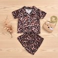 thumbnail image 4 of Sylvamorning Kids 2PCS Pajama Set, Leopard Pattern Short/Long Sleeve Button-Down Collar Top Short/Long Elastic Pants Sleepwears, 4 of 5