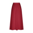 thumbnail image 5 of Mrat Jupe de Survêtement pour Femme, Jupe Rétro Décontractée à Motif Floral en Lin, Taille Élastique, Jupe Longue Plissée avec Poches, Grande Taille, Jupes S-145 Rouge-A L, 5 of 5