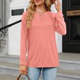 thumbnail image 4 of Timegard Womens Tops Round Neck Long Sleeve Comfy Loose Solid Color Blouse Casual Tops Basic Tee Shirts, 4 of 5