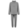thumbnail image 2 of Kmbangi Solid Color Stand Collar Long Sleeve Tops+ Long Ankle Banded Pants, 2 of 9