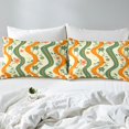 thumbnail image 4 of YST Flowers Bed Sheets Set Queen Size 4pcs, Simple Ripple Printed Room Decor Sheet Set, Gradient Florals Kids Girls Bedding For Bedroom, Yellow Green Retro Leaves Lightweight Bedding Set, 4 of 5