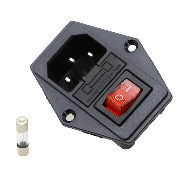 3Pin IEC320 C14 Mounting Male Power Socket with Fuse Switch Rated 250V 10A for Fitness and Industrial Equipment
