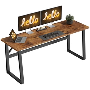 HOMCOM Bureau informatique, 71 Bureau d'accueil de pouce avec pieds réglables, Brown