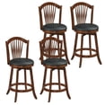 thumbnail image 1 of Costway Swivel Bar Stools Set of 4, 25" Counter Height Barstools with Backrests, Wood Frame Brown, 1 of 9