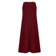thumbnail image 3 of UPPADA Robe Grande Taille pour Femmes Pulpeuses Chic Décontractée Tendance 2025 Été Robes Sans Manches Coton Lin Fluide Robe Soleil Couleur Unie Boutonnée Col Ras du Cou Robe avec Poches Liquidation, 3 of 7