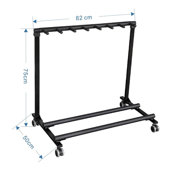 QinaQin Movable Metal Guitar Stand, 7 Holders, with Wheels, for Guitars/Ukulele/Violin