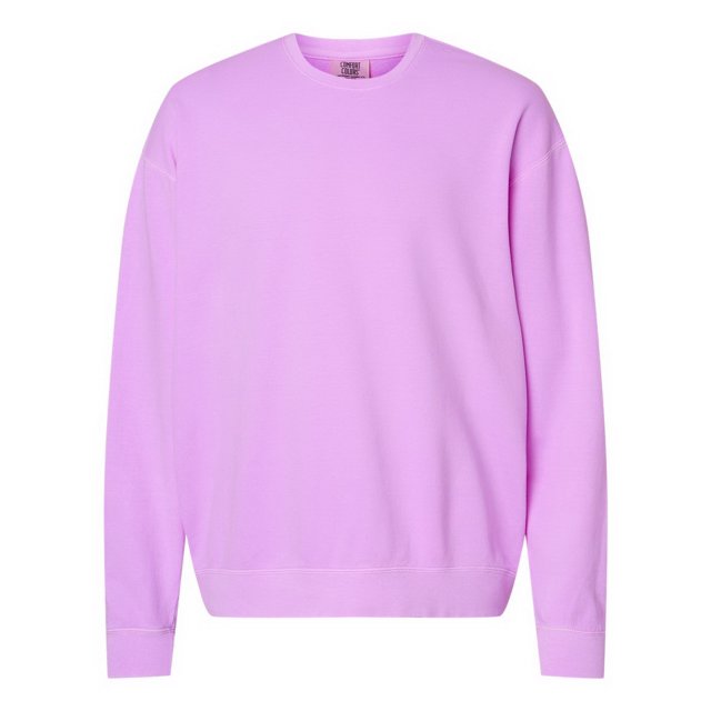 Comfort Colors 1466 Garment-Dyed Lightweight Fleece Crewneck Sweatshirt-Neon Violet-M