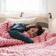 thumbnail image 1 of Comtest Chunky Knit Throw Blanket Chenille, Pink, 50"x60"(Office Size), 1 of 6