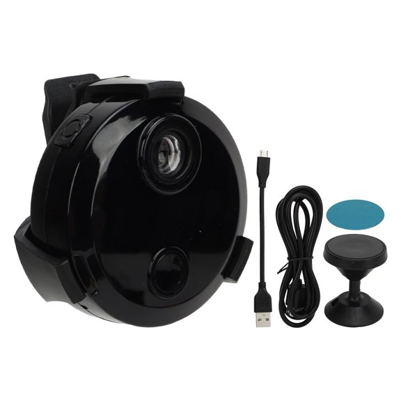 HDQ15 Caméra de Surveillance WiFi 1080P HD Caméra Sans Fil Grand-Angle Vision Nocturne Télécommande Mini Caméra Portable Rotative avec Batterie Intégrée