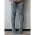 thumbnail image 2 of Faithtur Girls Winter Cable Knitted Socks Solid Color Over Knee Socks Thigh High Long Boot Socks Stocking Leg Warmer, 2 of 9