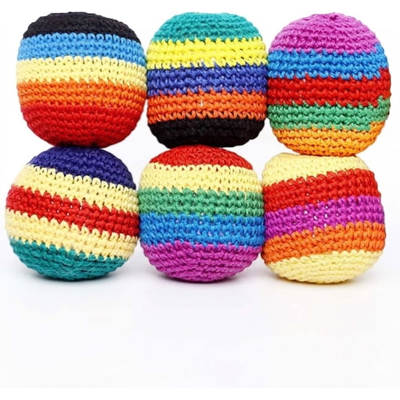 SBYOJLPB 6PCS Knitted Set Hacky Sack Knitted Footbags Crochet Kick Bags For Adults Upgraded Colorful Juggling Footbag For Outdoor Party Game Handwove