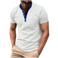 thumbnail image 1 of ylioge Mens T-Shirts Button V Neck Short Sleeve Tshirts Shirts Loose Pullover Ribbed Solid Color Comfort Casual Basic Office Work Tees Tops, 1 of 5