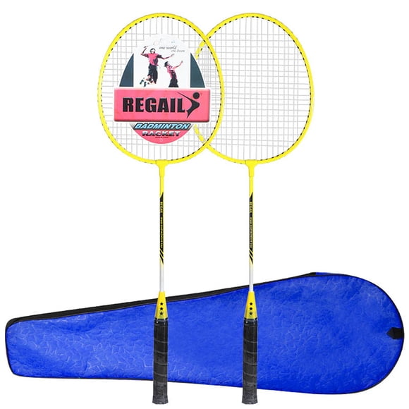 REGAIL Ensemble de Raquettes de Badminton en Ferroalliage Léger pour Ados et Adultes - Durable, Facile à Utiliser, Offert en Plusieurs Couleurs (Jaune)