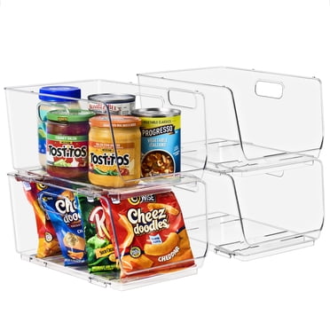 Sorbus Stackable Storage Bins Open Front Clear Acrylic Bins for Pantry Kitchen Clear Pantry Organizer Bins (Medium 4 Pack)