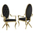 thumbnail image 1 of Tufted Arm Chairs in Black Velvet and Gold Stainless Steel (Set of 2), 1 of 2