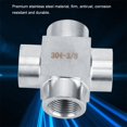thumbnail image 3 of Firm Silver  Pipe Fitting Adaptor, Stainless Steel Fitting, Water For Pipe Connector 4 Way G3/8, 3 of 8
