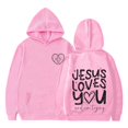 thumbnail image 5 of PMVFHDE Sweat-Shirt Fille Automne et Hiver Imprimé Lettre Col Rond Manches Longues Chandail à Capuchon Décontracté Rose, 4-5 Ans, 5 of 5