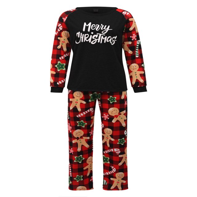 Matching Family Christmas Pajamas Set Family Christmas Pjs Matching Sets Gingerbread Man Printed Sleepwear Sets
